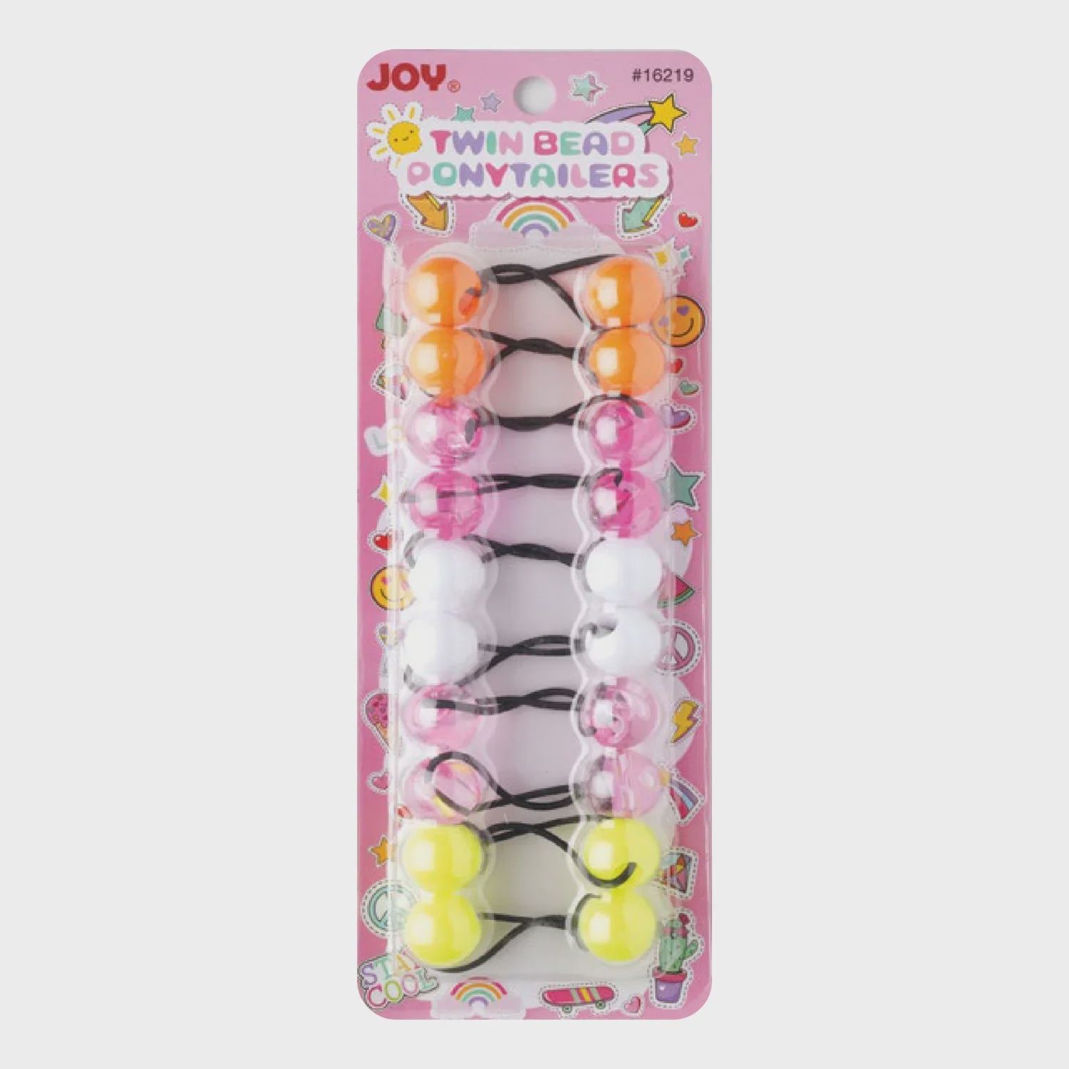 Joy Twin Beads Ponytailers 10ct Clear Mulitcolor