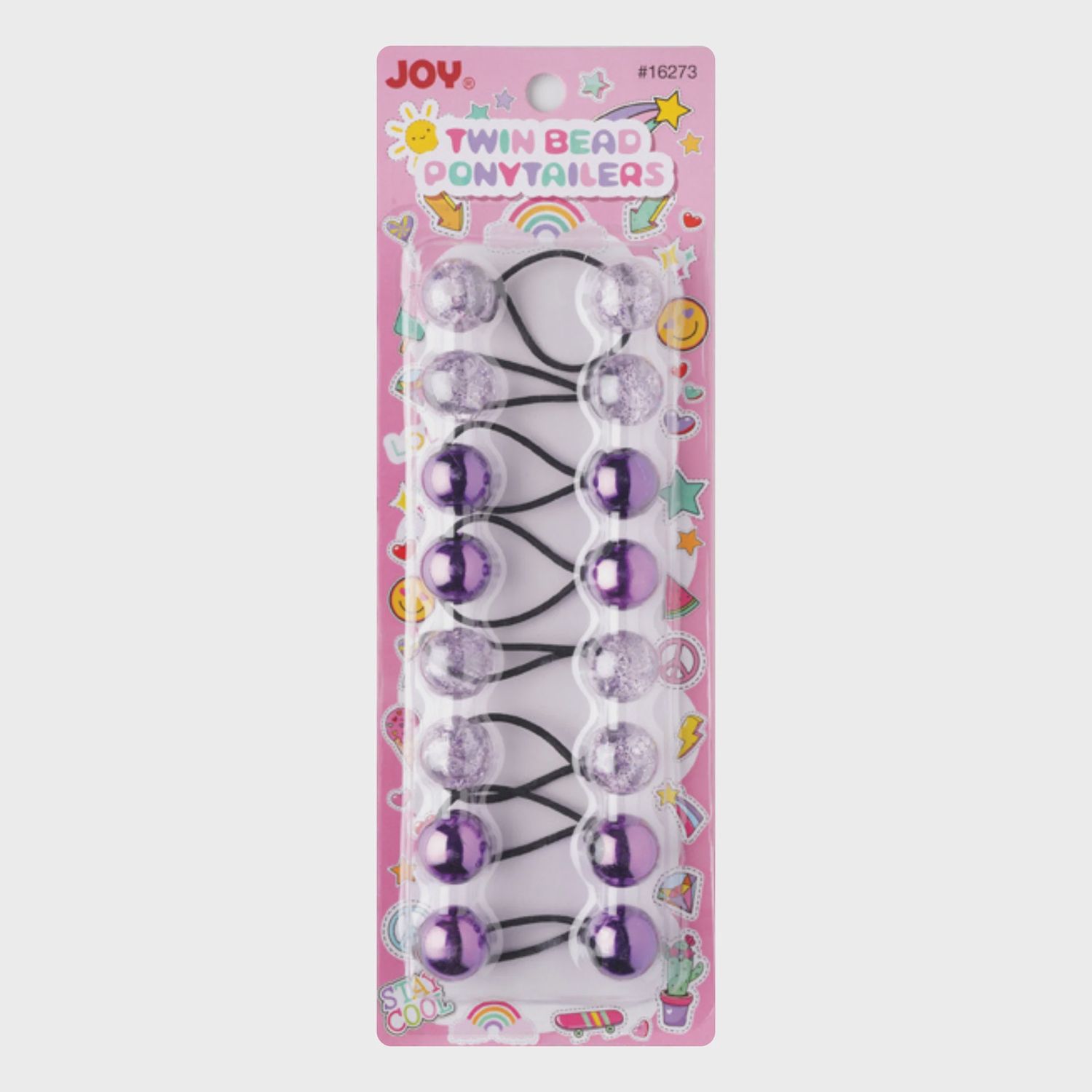 Joy Twin Beads Ponytailers 8ct Assorted Purple