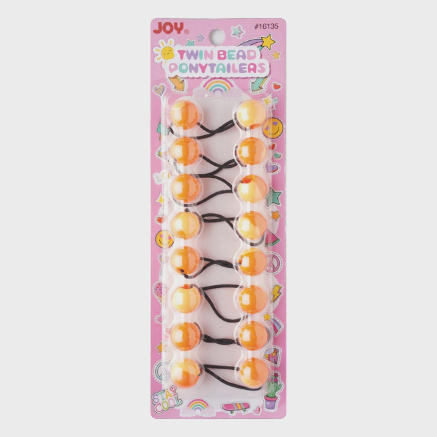 Joy Twin Beads Ponytailers Orange 8ct
