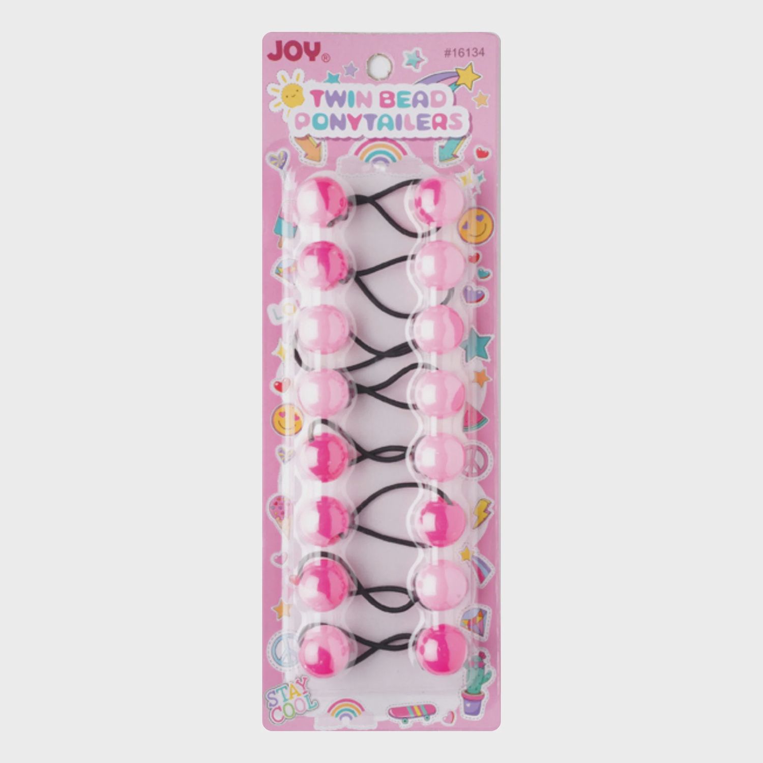 Joy Twin Beads Ponytailers Pink 8ct
