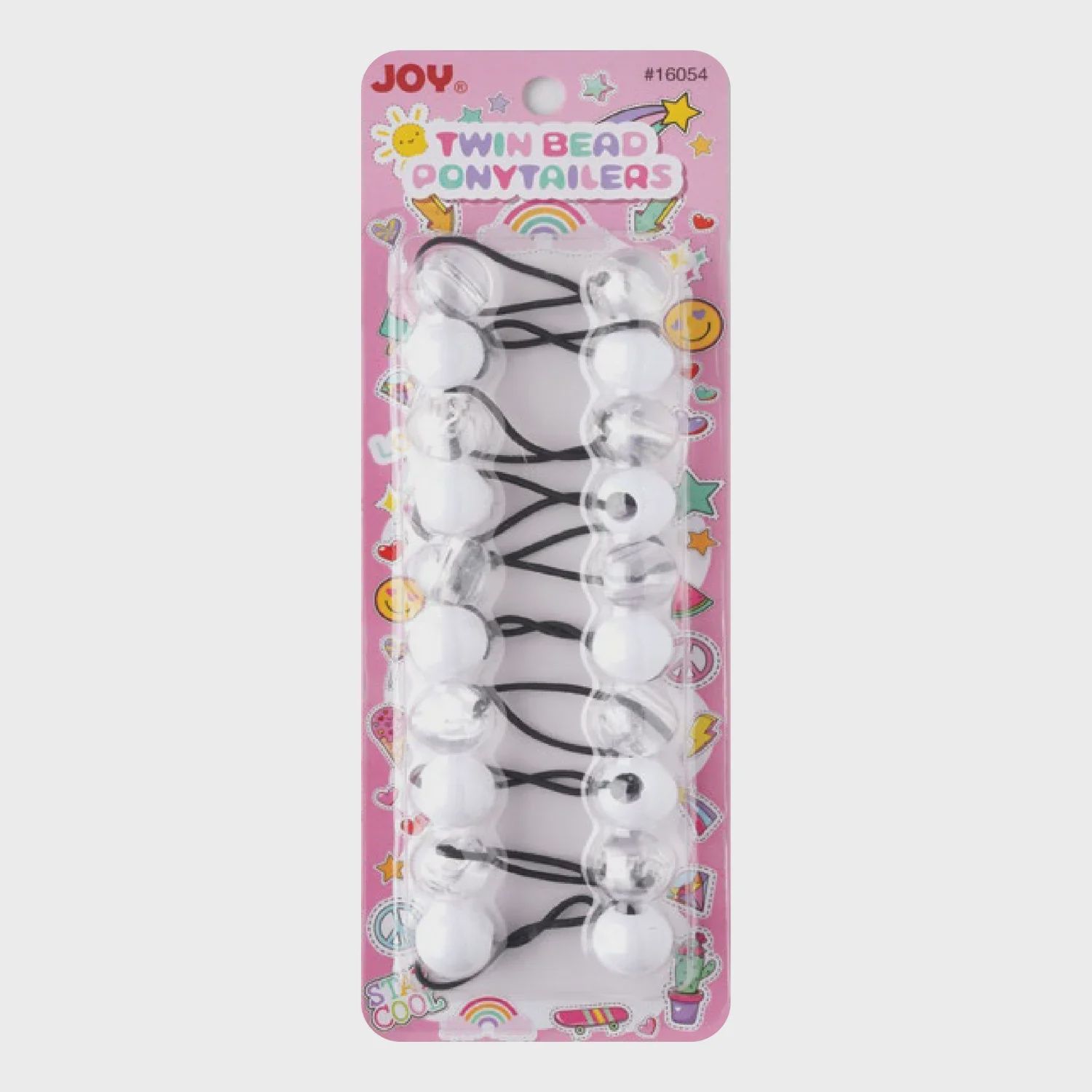 Joy Twin Beads Ponytailers 10ct White &amp; Clear