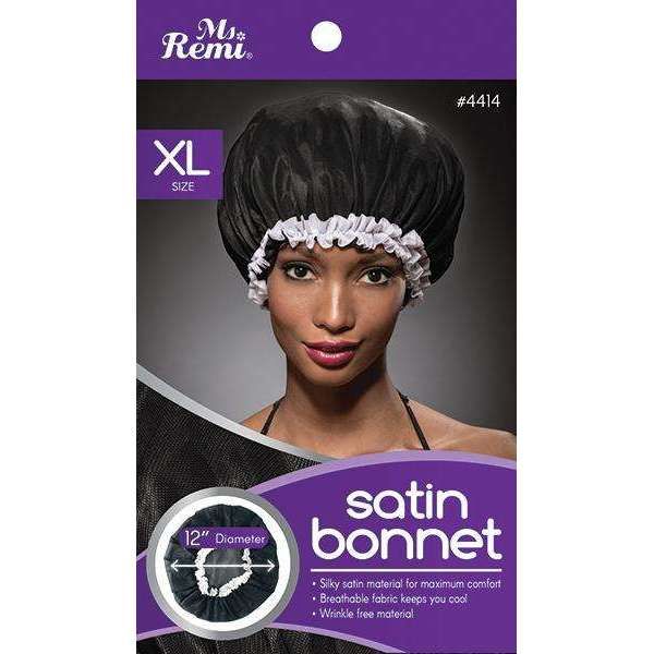 Ms. Remi Satin Bonnet XL Black