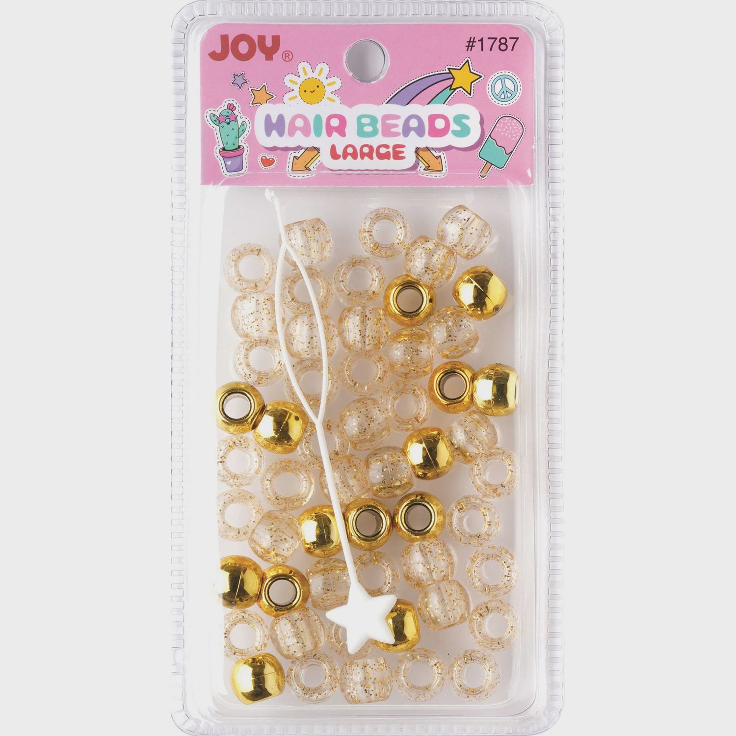 Joy Large Hair Beads Gold Metallic &amp; Glitter 50ct