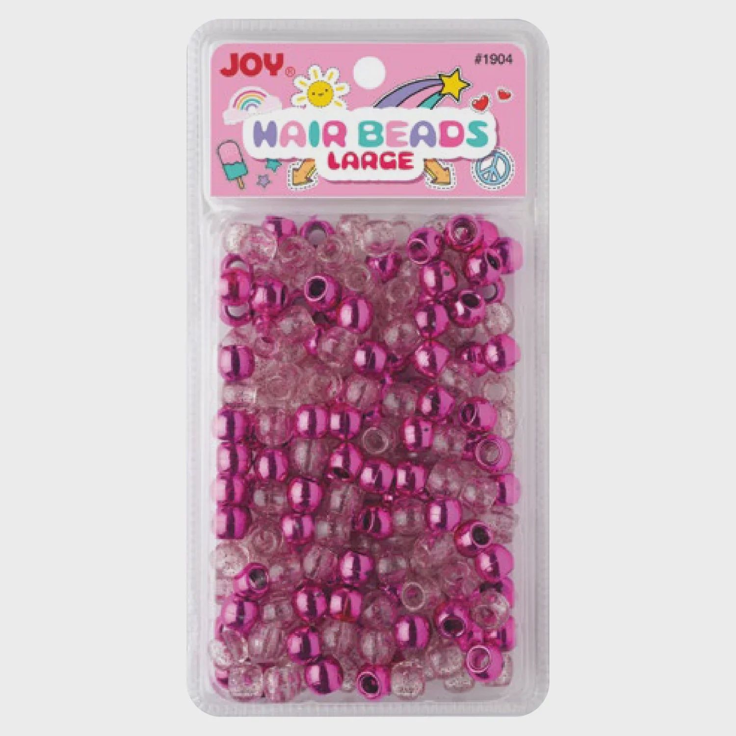 Joy Large Hair Beads Pink Metallic &amp; Glitter