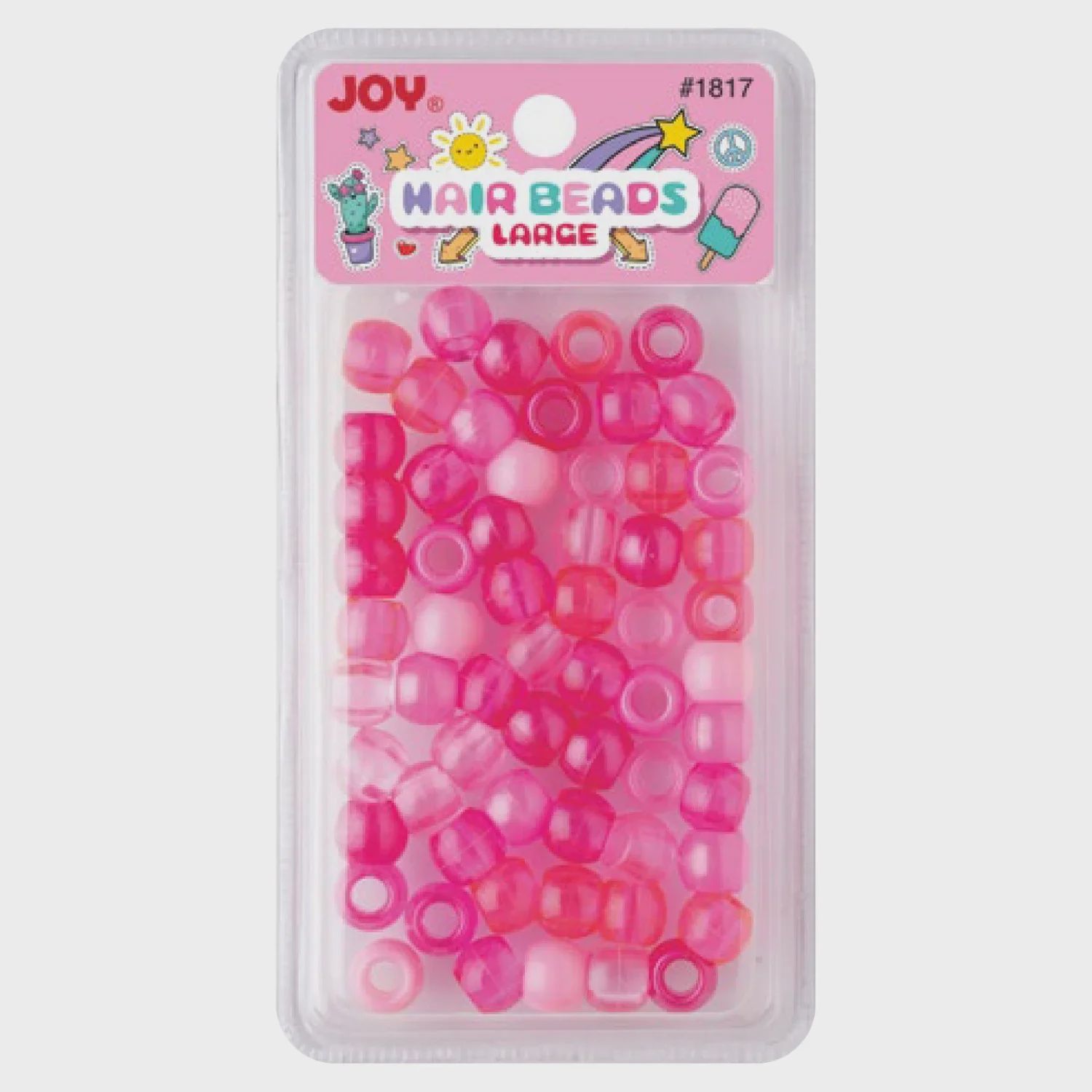 Joy Large Hair Beads Pink Clear Asst