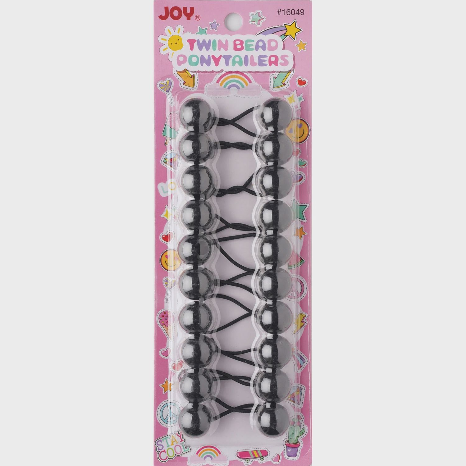Joy Twin Beads Ponytailers 10ct Black