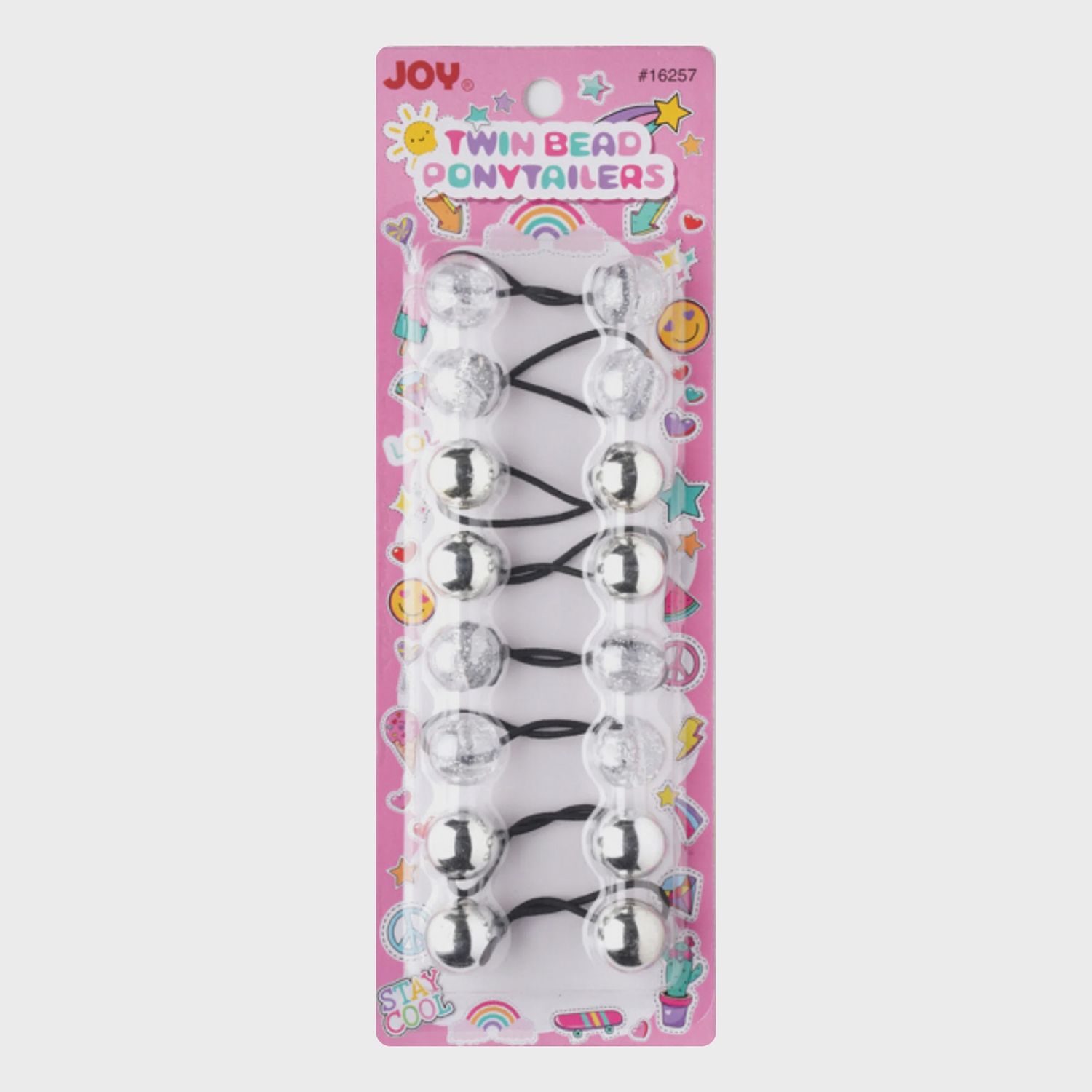 Joy Twin Beads Ponytailer 8ct Asst Silver