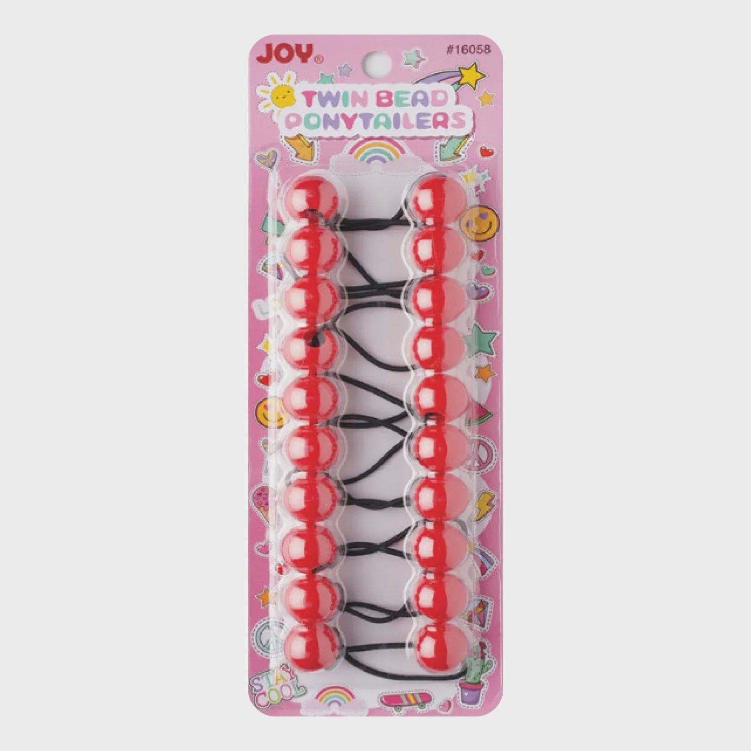 Joy Twin Beads Ponytailers 10ct Red
