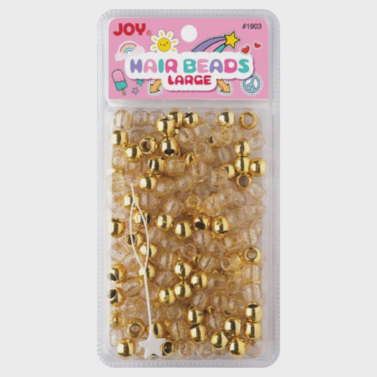 Joy Large Hair Beads Gold Metallic &amp; Glitter