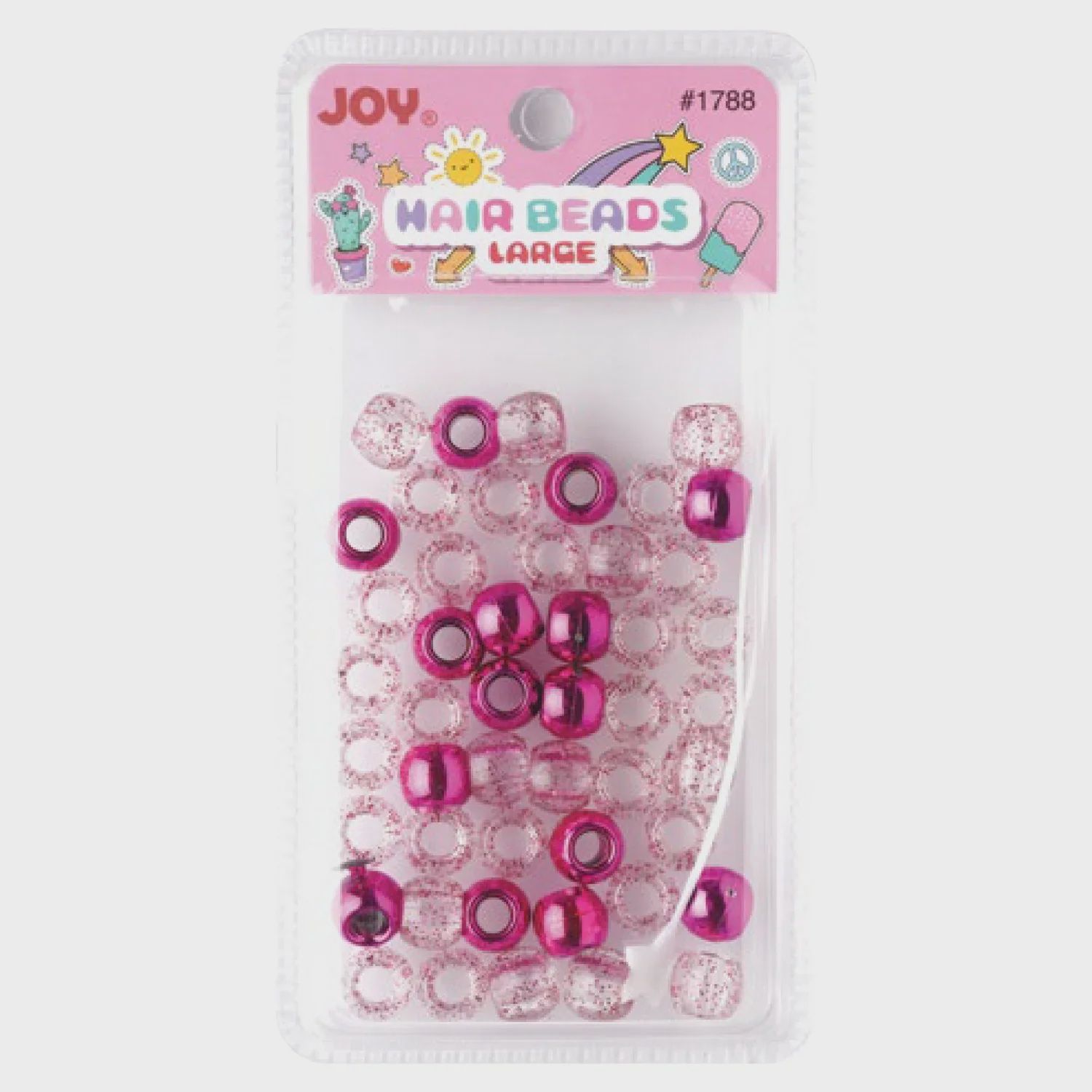 Joy Large Hair Beads Magenta Metallic &amp; Glitter
