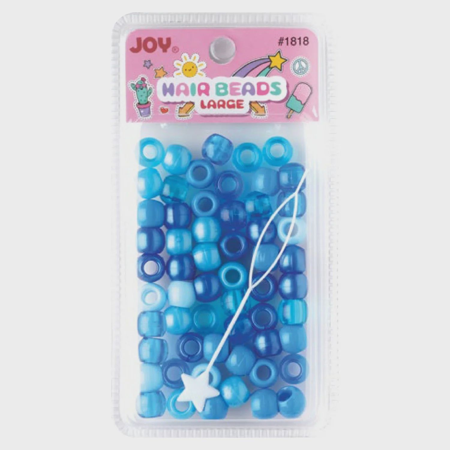 Joy Large Hair Beads Blue Asst
