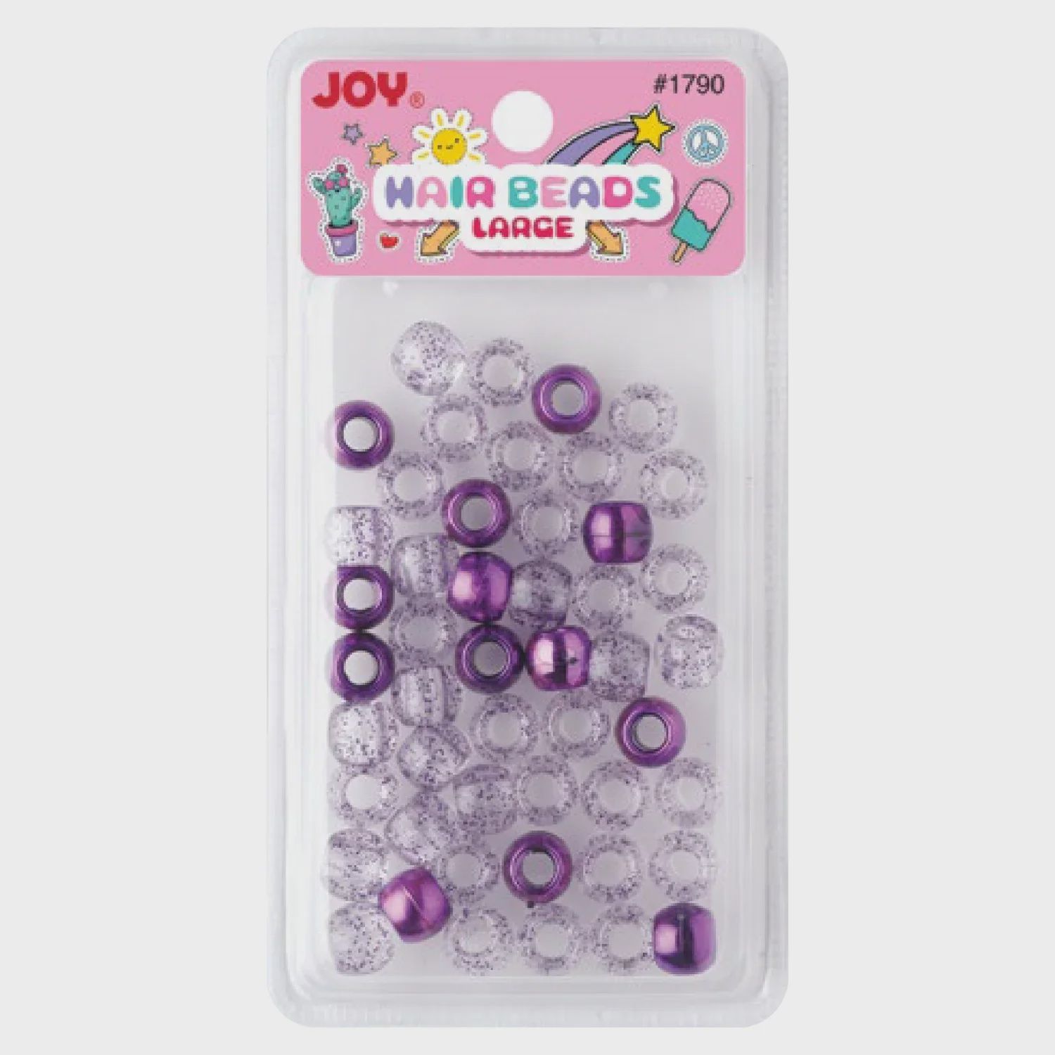 Joy Large Hair Beads Purple Metallic &amp; Glitter