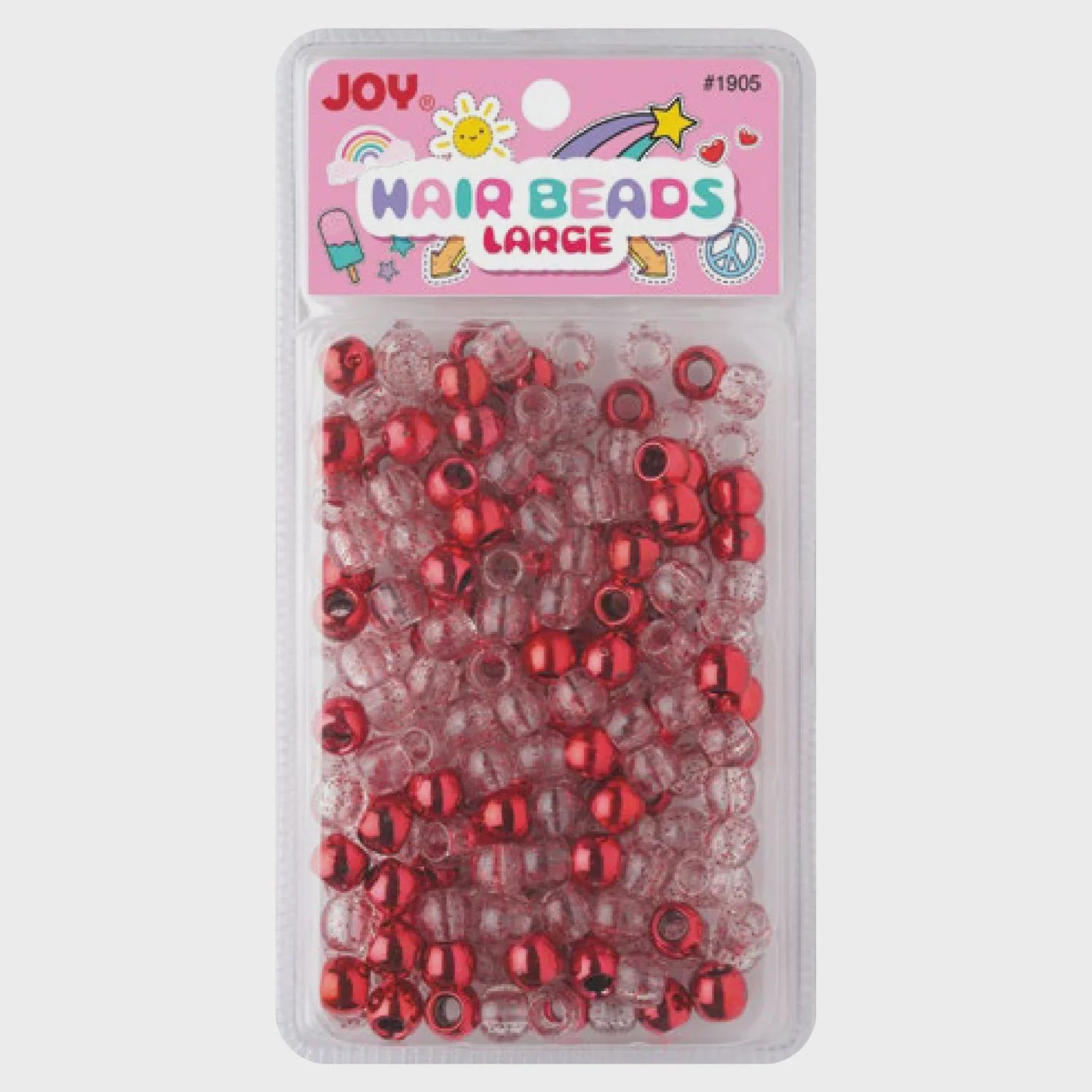 Joy Large Hair Beads Red Metallic &amp; Glitter