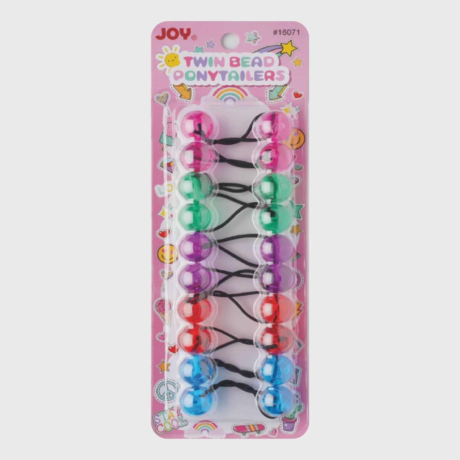 Joy Twin Beads Ponytailers 10ct Asst Clear