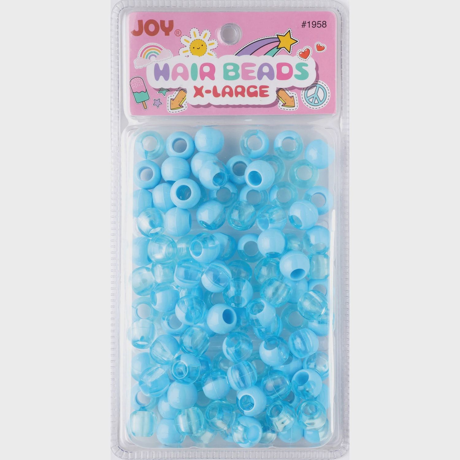 Joy Round Plastic Beads XL Two Tone Pastel Blue