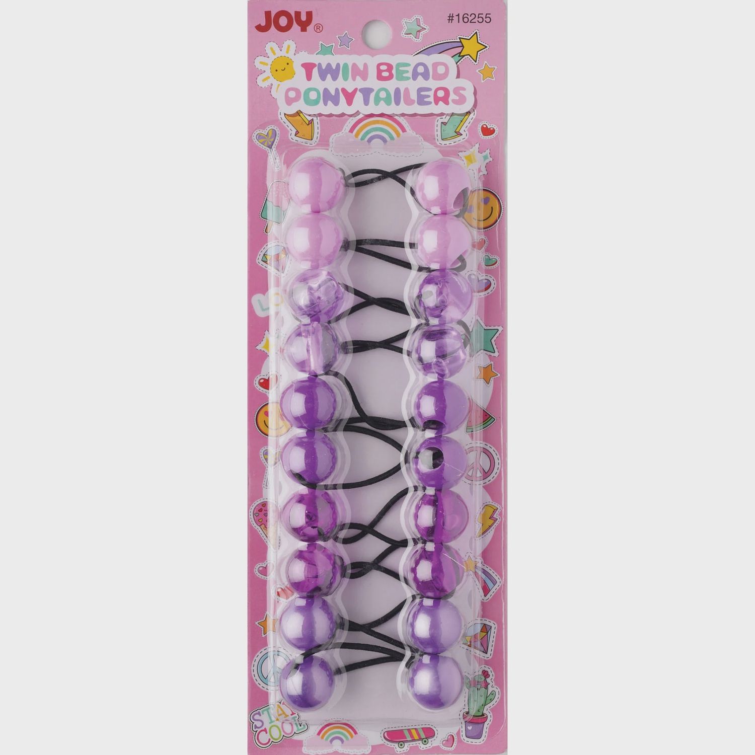 Joy Twin Beads Ponytailers 10ct Asst Purple