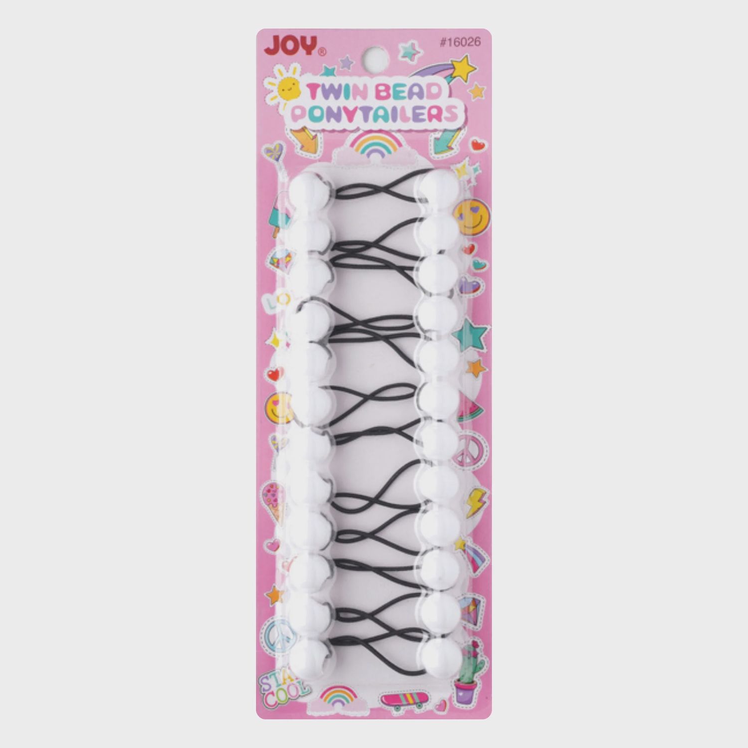Joy Twin Beads Ponytailers 12ct White