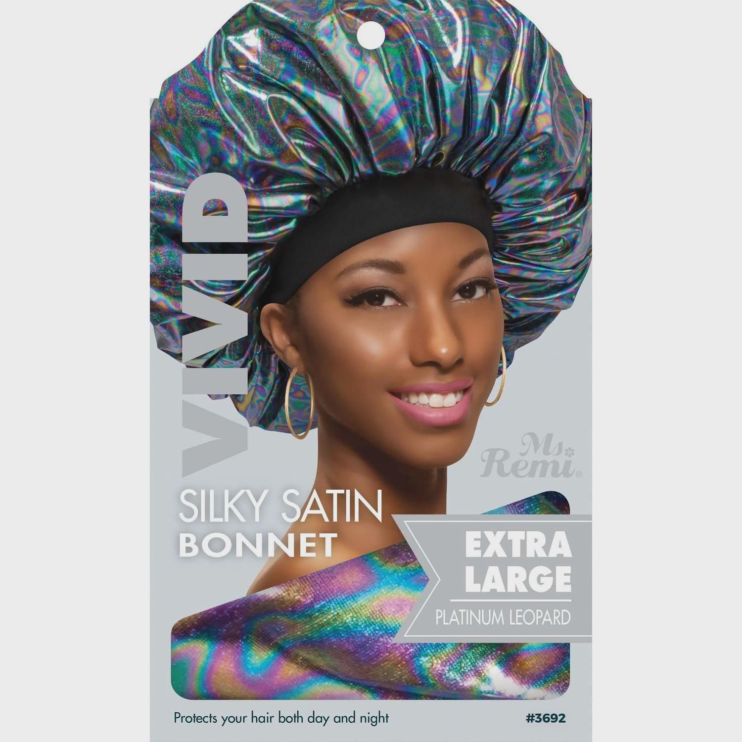 Ms. Remi Silky Satin Vivid Bonnet XL Platinum Leopard
