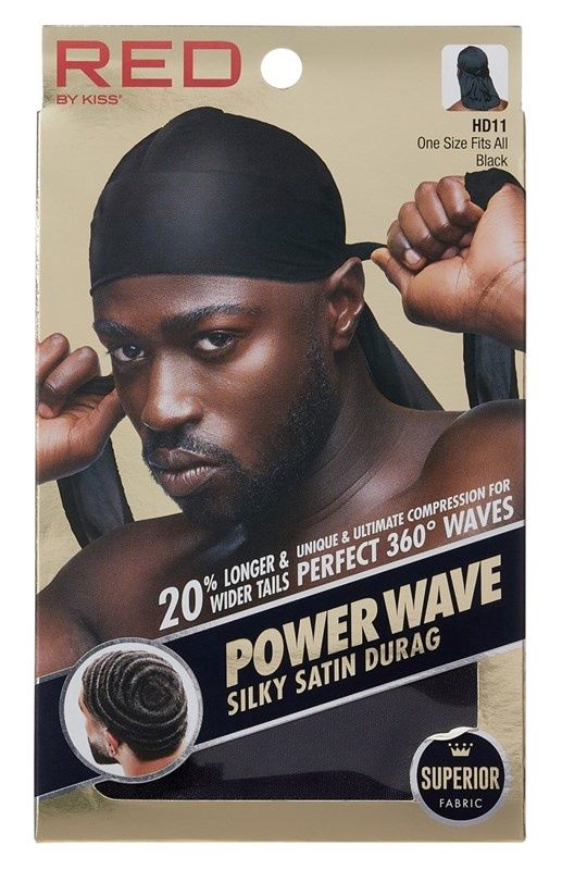 Kiss Red Durag Power Wave Silky Satin Black