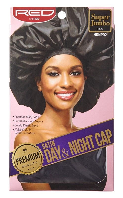 Satin Day &amp; Night Cap Black Super Jumbo