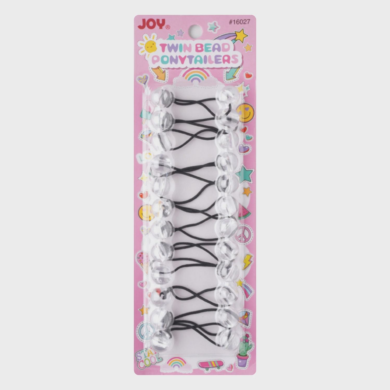 Joy Twin Beads  Ponytailers - Clear