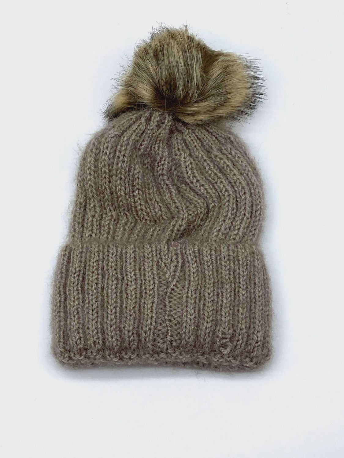 Beanie w/ Pom Pom, Color: Mocha