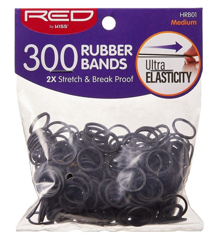 Kiss Red Rubber Bands Black Medium 300 Ct