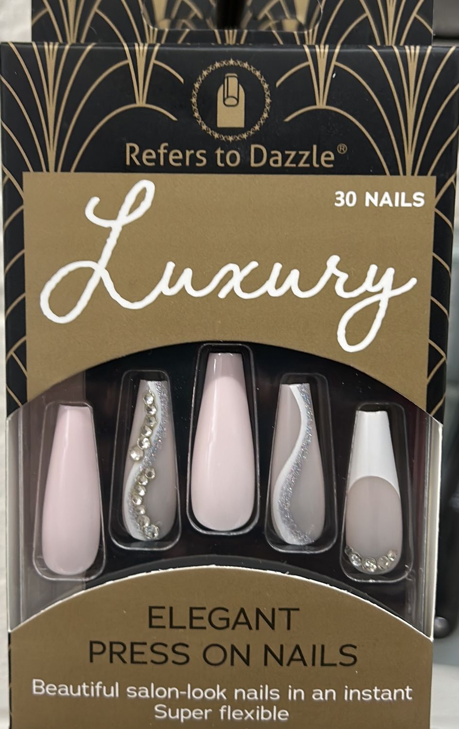 Luxury Elegant Press-on Nails - 30pcs Stone Long