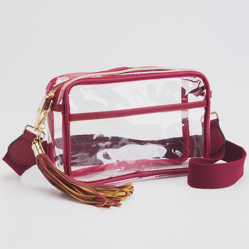 Clear Cross Body Camera Bag - Burgundy