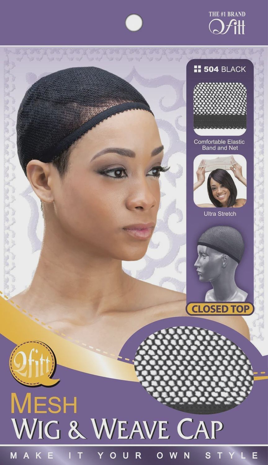 Closed Top Mesh Wig &amp; Weave Cap - Black