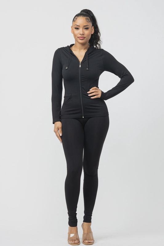 Seamless Zip Up Hoodie Jacket &amp; Leggings Set