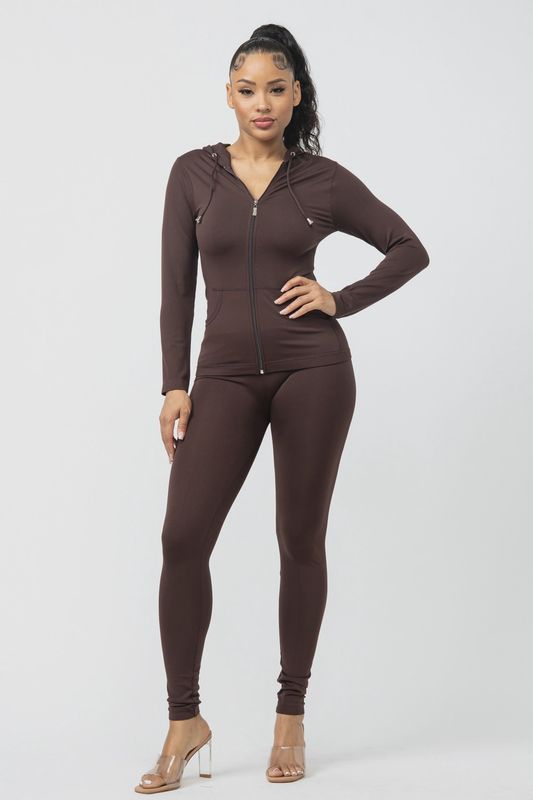Seamless Zip Up Hoodie Jacket &amp; Leggings Set