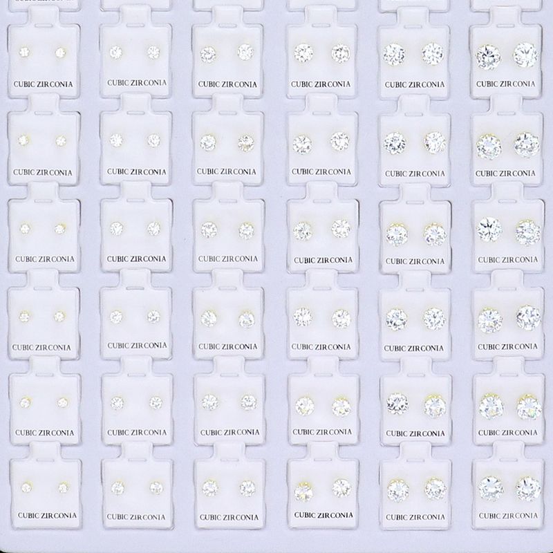 Round Cz Stone Stud Earrings