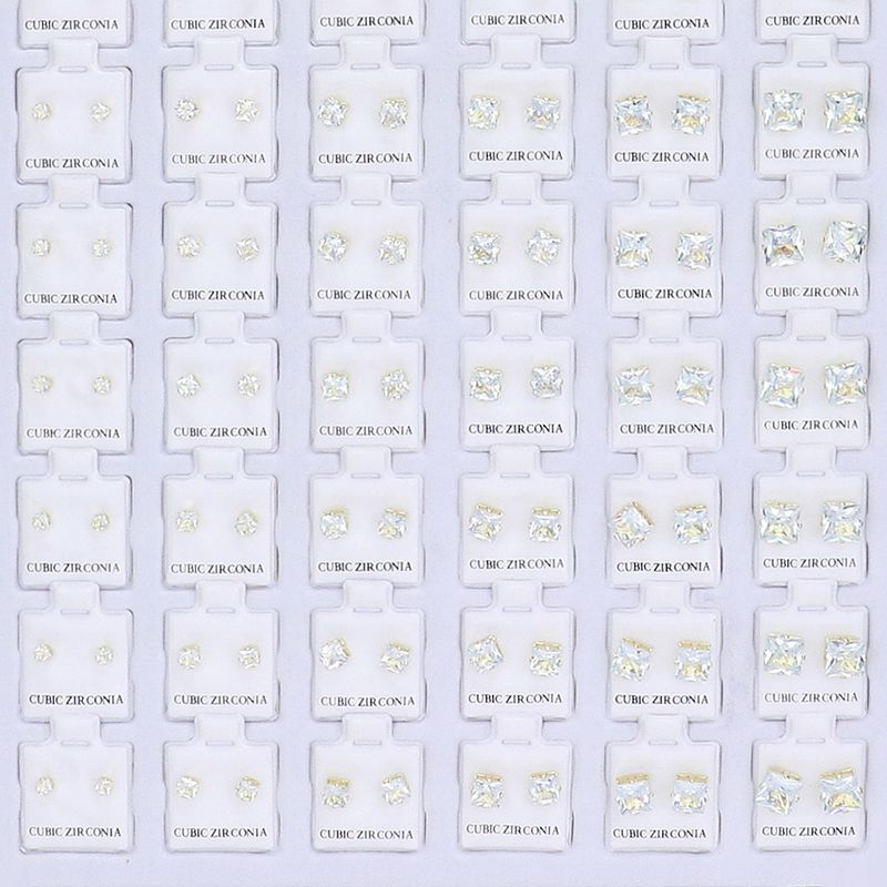 Square Cz Stone Stud Earrings