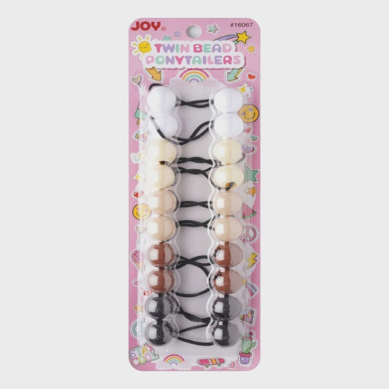 Joy Twin Beads Ponytailers- Assorted Brown