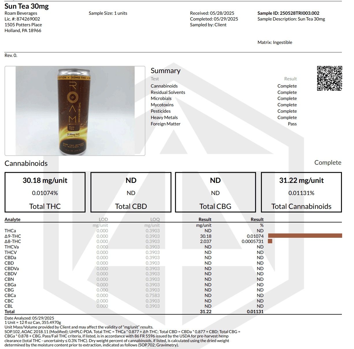 ROAM - THC Sun Tea - 30 mg ROAM - THC Sun Tea - 30 mg