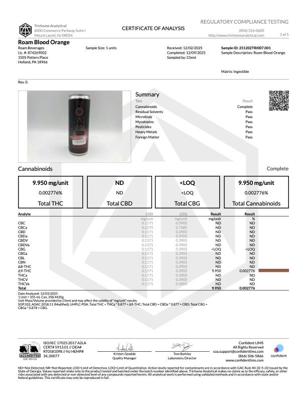 ROAM - THC Seltzer - 10/12 mg THC ROAM - THC Seltzer - 10/12 mg THC