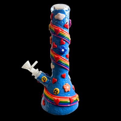 Painted Rainbow Glass Bong