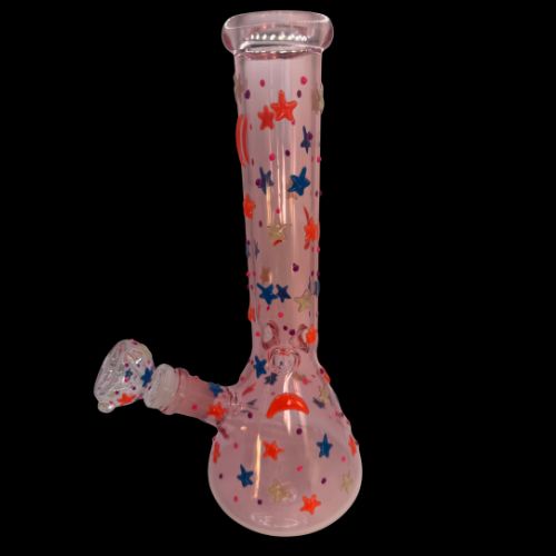 Painted Star Glass Bong - Glow in the Dark