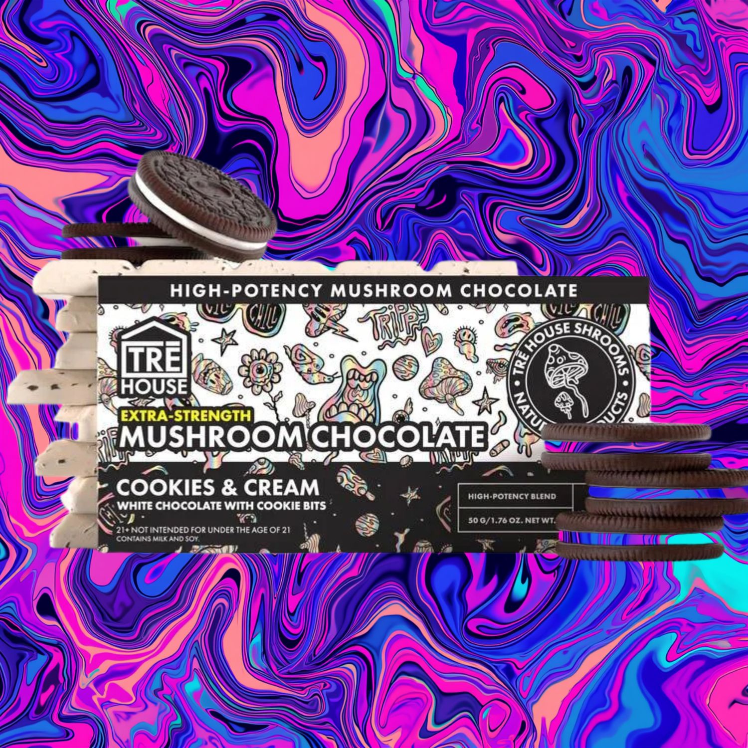 Mushroom Chocolate - Extra Strength, Flavor: Cookies &amp; Cream