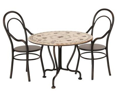 Dining Table Set With Two Chairs (Black)
