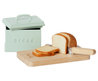 Miniature Bread Box With Cutting Board And Knife