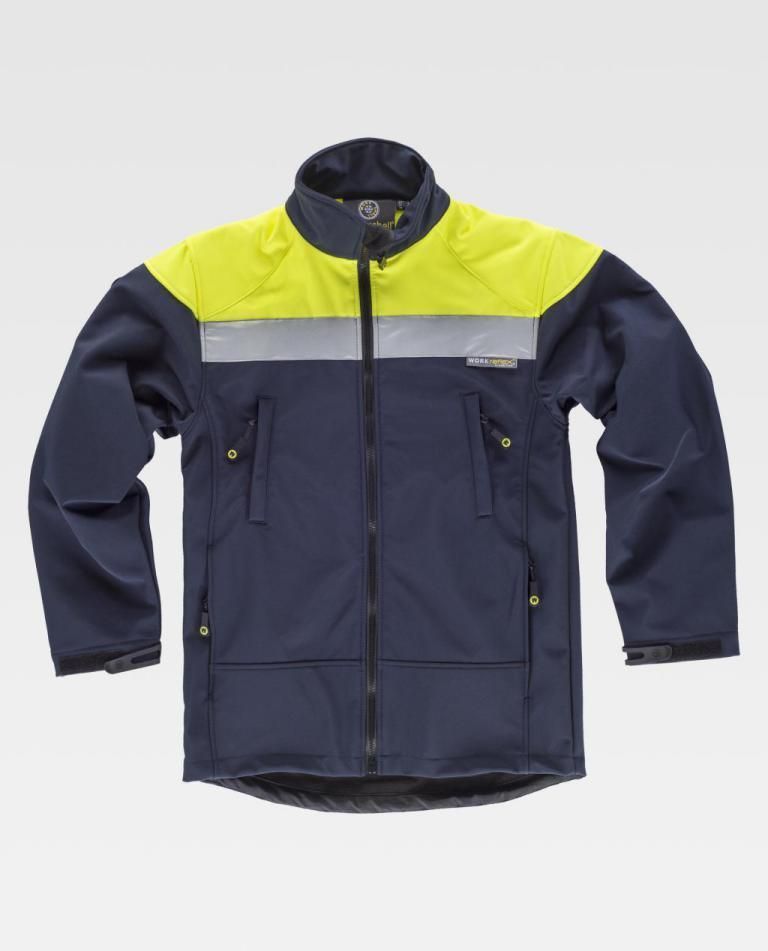 Blouson softshell haute visibilité. brodé coeur ambulancier + croix