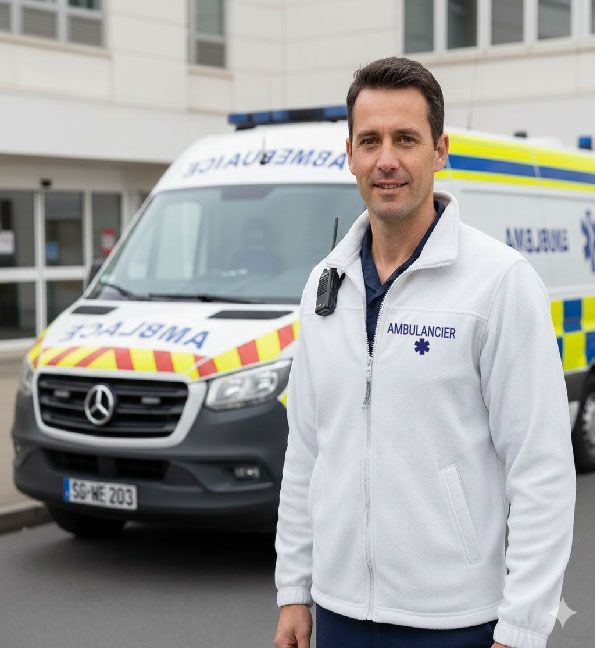 Polaire blanc ou marine ambulancier 300grs broderie coeur