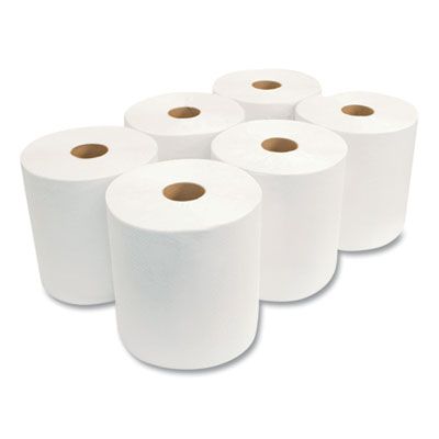 Morsoft Universal Roll Towels, 1-Ply, 8" x 800 ft, White, 6 Rolls/Cartongth, Black, 4/Carton
