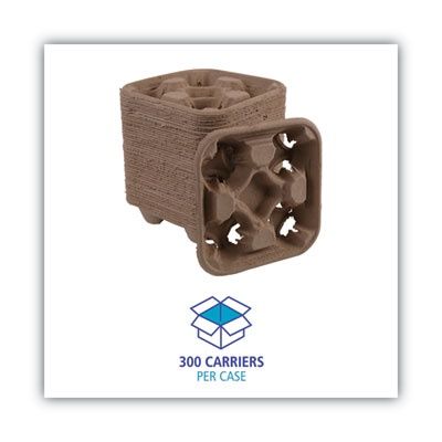 Cup Carrier Tray, 8 Oz To 32 Oz, Four Cups, Kraft, 300/carton