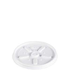 Plastic Lids for Foam Cups, Bowls and Containers, Vented, Fits 6 oz to 14 oz, White, 100/Pack, 10 Packs/Carton