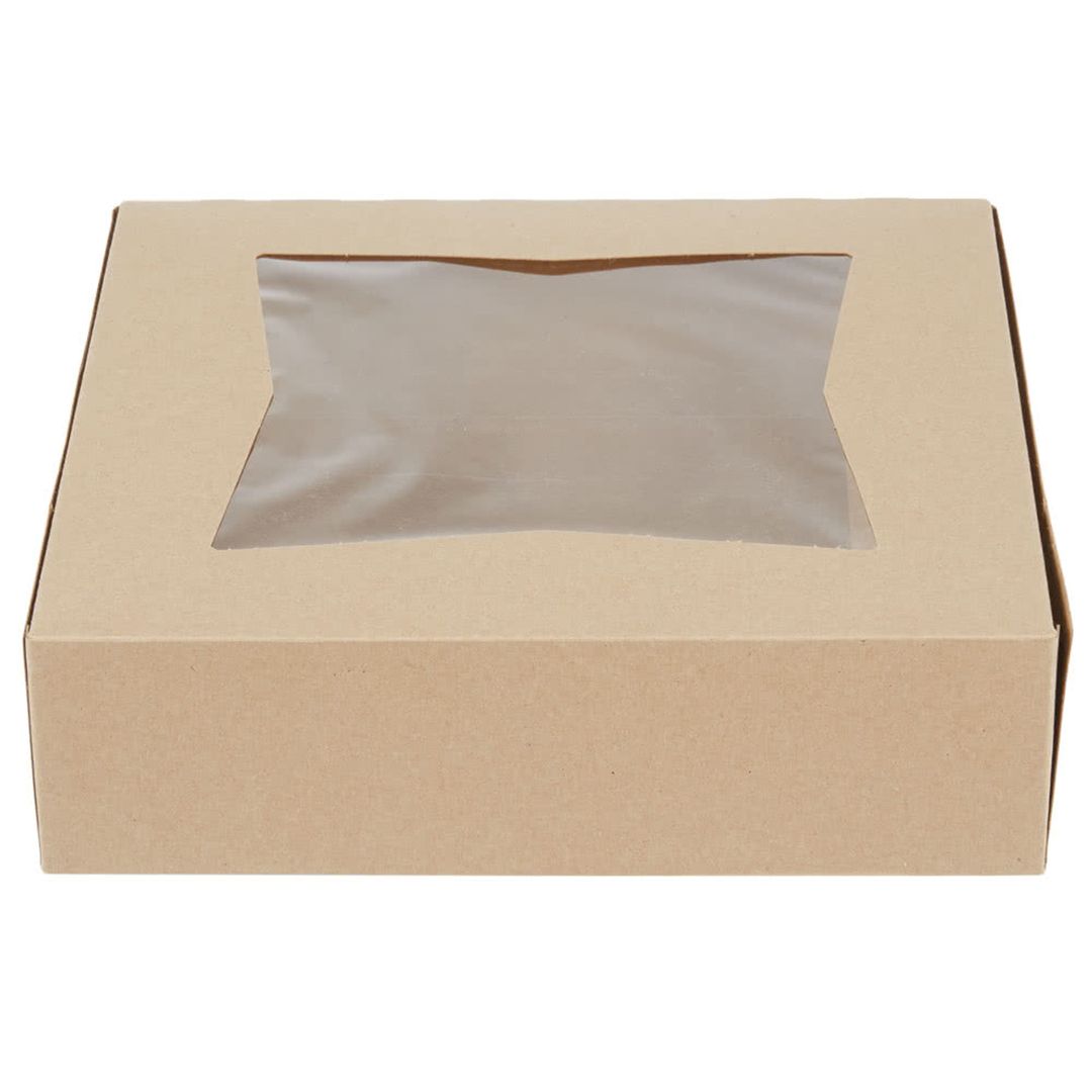 Southern Champion 9" X 9" X 2.5" Bakery Box w/ Window Kraft, Paperboard 200 / cs