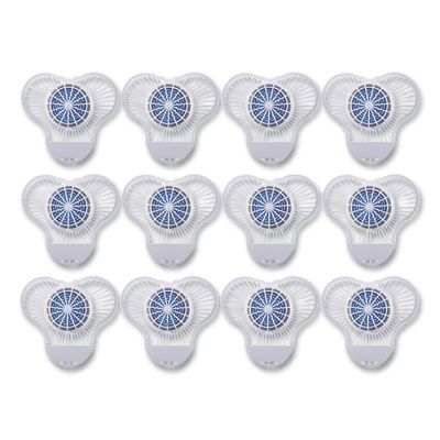 Urinal Screen with Non-Para Deodorizer Block, Green Apple Scent, Blue/White, 3.25 oz, 12/Box