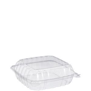 ClearSeal Hinged-Lid Plastic Containers, 8.3 x 8.3 x 3, Clear, Plastic, 250/Carton